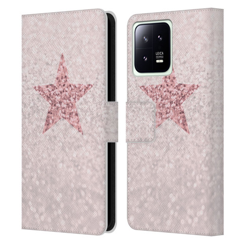 Monika Strigel Glitter Star Pastel Rose Pink Leather Book Wallet Case Cover For Xiaomi 13 5G