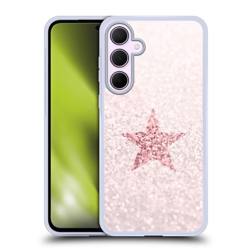 Monika Strigel Glitter Star Pastel Rose Pink Soft Gel Case for Samsung Galaxy A35 5G