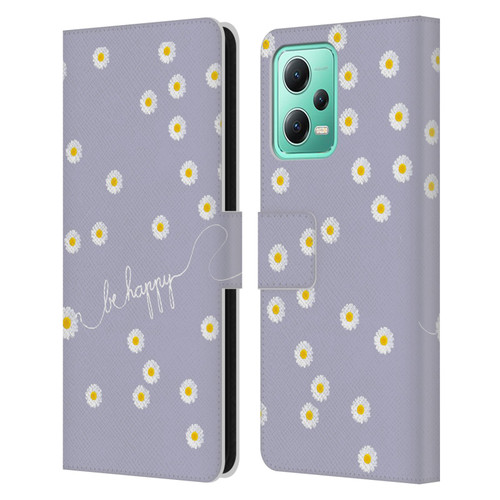 Monika Strigel Happy Daisy Lavender Leather Book Wallet Case Cover For Xiaomi Redmi Note 12 5G