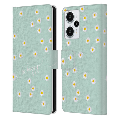 Monika Strigel Happy Daisy Mint Leather Book Wallet Case Cover For Xiaomi Redmi Note 12T