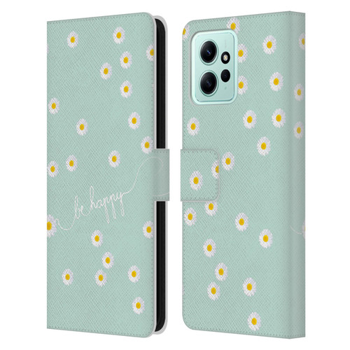 Monika Strigel Happy Daisy Mint Leather Book Wallet Case Cover For Xiaomi Redmi 12