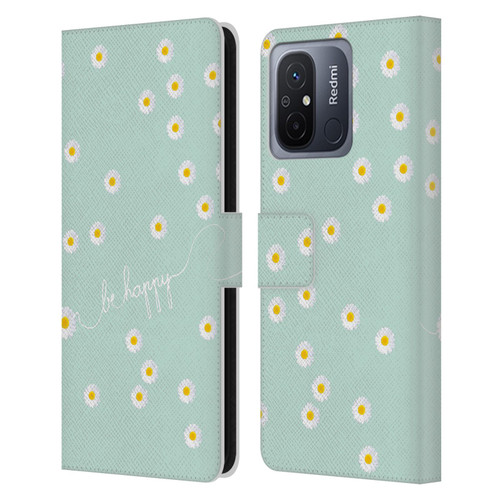 Monika Strigel Happy Daisy Mint Leather Book Wallet Case Cover For Xiaomi Redmi 12C