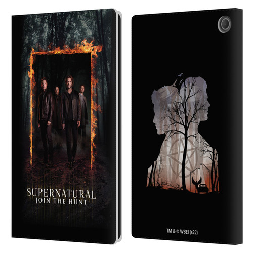 Supernatural Key Art Sam, Dean, Castiel & Crowley Leather Book Wallet Case Cover For Amazon Fire Max 11 2023