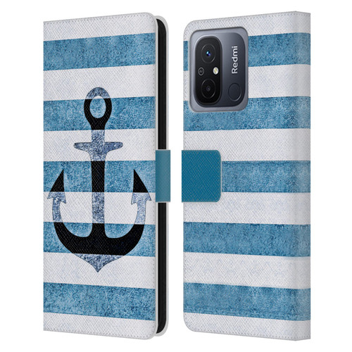 Monika Strigel Vintage Anchors Indigo Leather Book Wallet Case Cover For Xiaomi Redmi 12C