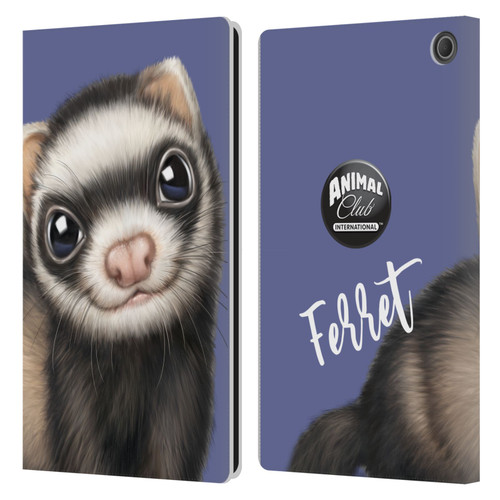 Animal Club International Faces Ferret Leather Book Wallet Case Cover For Amazon Fire Max 11 2023