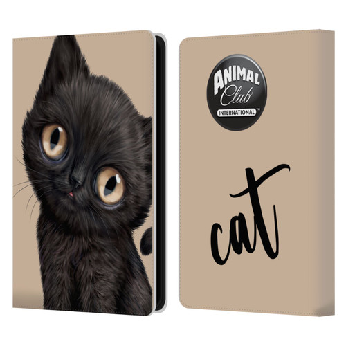 Animal Club International Faces Black Cat Leather Book Wallet Case Cover For Amazon Kindle Paperwhite 5 (2021)