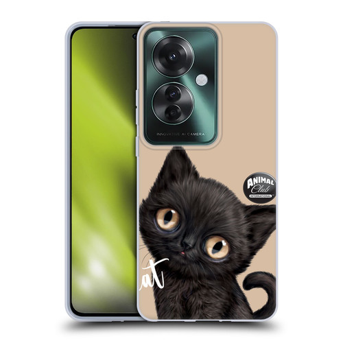 Animal Club International Faces Black Cat Soft Gel Case for OPPO Reno11 F 5G / F25 Pro 5G