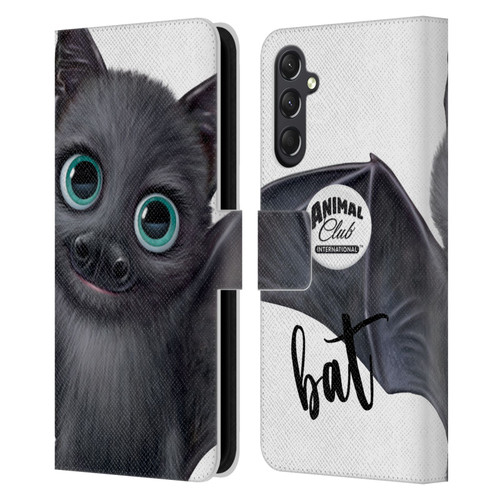 Animal Club International Faces Bat Leather Book Wallet Case Cover For Samsung Galaxy A24 4G / M34 5G