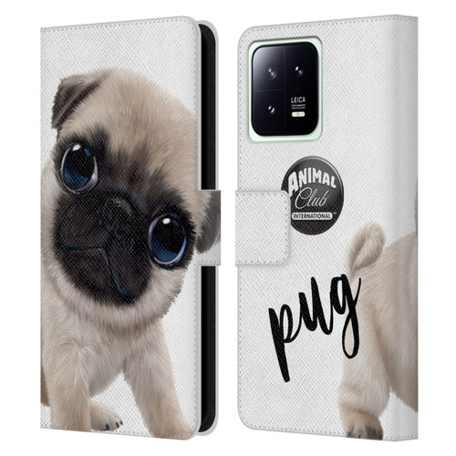 Animal Club International Faces Pug Leather Book Wallet Case Cover For Xiaomi 13 5G