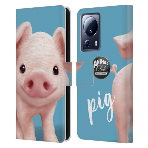 Animal Club International Faces Pig Leather Book Wallet Case Cover For Xiaomi 13 Lite 5G