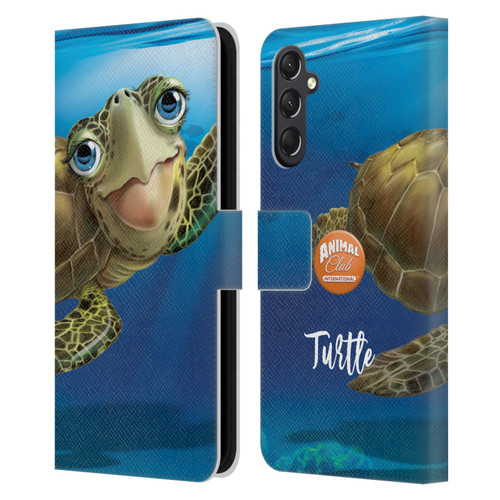 Animal Club International Underwater Sea Turtle Leather Book Wallet Case Cover For Samsung Galaxy A24 4G / M34 5G
