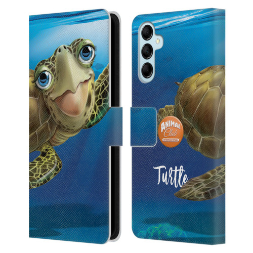 Animal Club International Underwater Sea Turtle Leather Book Wallet Case Cover For Samsung Galaxy M14 5G