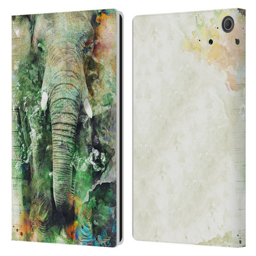 Riza Peker Animals Elephant Leather Book Wallet Case Cover For Amazon Fire Max 11 2023