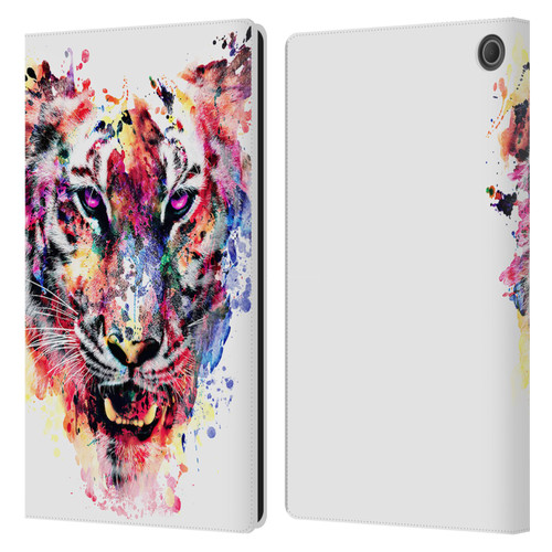 Riza Peker Animals Eye Of The Tiger Leather Book Wallet Case Cover For Amazon Fire Max 11 2023
