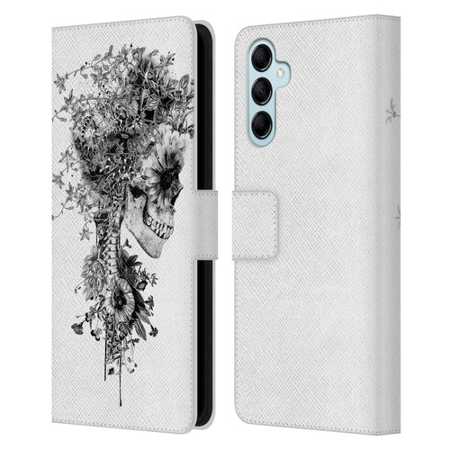 Riza Peker Skulls 6 Black And White Leather Book Wallet Case Cover For Samsung Galaxy M14 5G