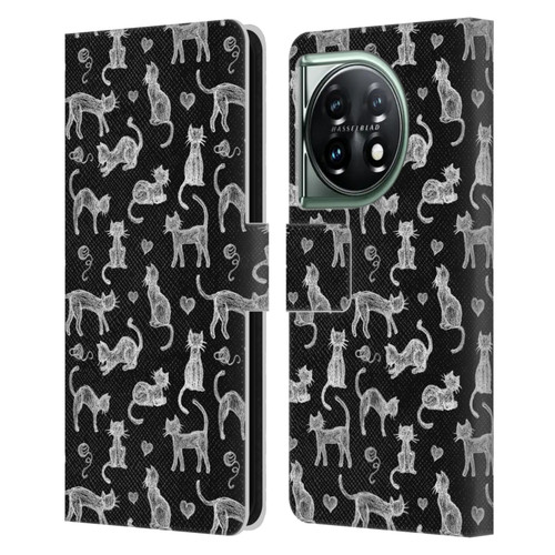 Micklyn Le Feuvre Animals Teachers Pet Chalkboard Cats Leather Book Wallet Case Cover For OnePlus 11 5G