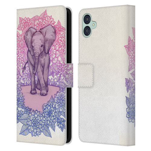 Micklyn Le Feuvre Animals Cute Baby Elephant Leather Book Wallet Case Cover For Samsung Galaxy M04 5G / A04e