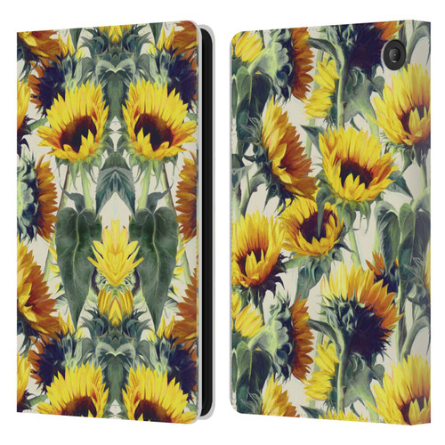 Micklyn Le Feuvre Florals Sunflowers Forever Leather Book Wallet Case Cover For Amazon Fire 7 2022