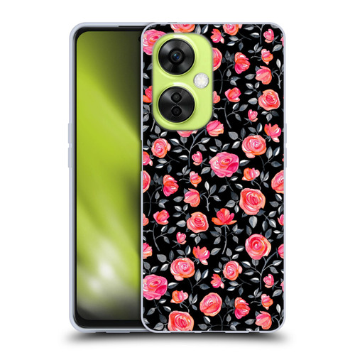 Micklyn Le Feuvre Florals Roses on Black Soft Gel Case for OnePlus Nord CE 3 Lite 5G