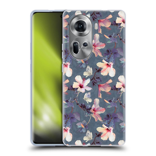Micklyn Le Feuvre Florals Butterflies and Hibiscus Soft Gel Case for OPPO Reno11