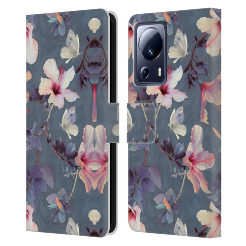 Micklyn Le Feuvre Florals Butterflies and Hibiscus Leather Book Wallet Case Cover For Xiaomi 13 Lite 5G