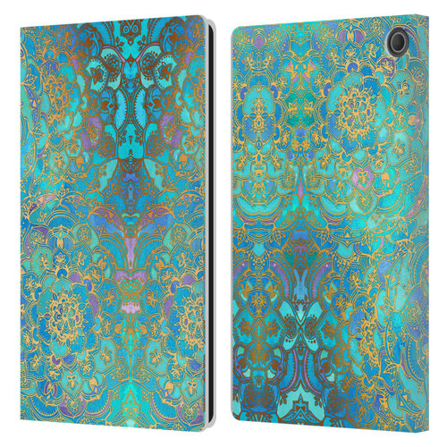 Micklyn Le Feuvre Mandala Sapphire and Jade Leather Book Wallet Case Cover For Amazon Fire Max 11 2023