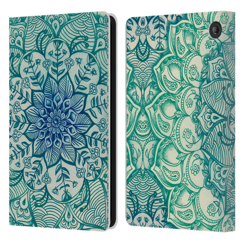 Micklyn Le Feuvre Mandala 3 Emerald Doodle Leather Book Wallet Case Cover For Amazon Fire 7 2022