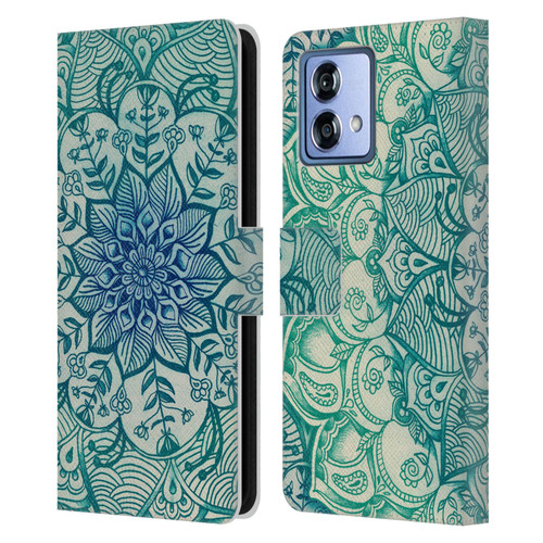 Micklyn Le Feuvre Mandala 3 Emerald Doodle Leather Book Wallet Case Cover For Motorola Moto G84 5G