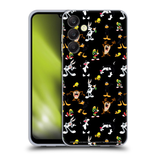 Looney Tunes Patterns Black Soft Gel Case for Samsung Galaxy A25 5G