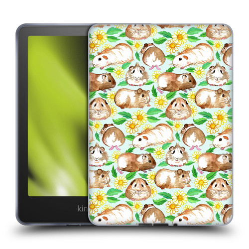 Micklyn Le Feuvre Patterns 2 Guinea Pigs And Daisies In Watercolour On Mint Soft Gel Case for Amazon Kindle Paperwhite 5 (2021)