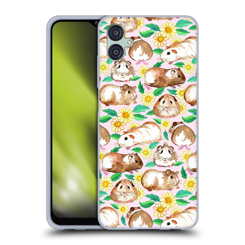 Micklyn Le Feuvre Patterns 2 Guinea Pigs And Daisies In Watercolour On Pink Soft Gel Case for Samsung Galaxy M04 5G / A04e