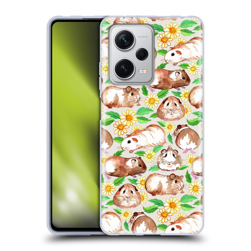 Micklyn Le Feuvre Patterns 2 Guinea Pigs And Daisies In Watercolour On Tan Soft Gel Case for Xiaomi Redmi Note 12 Pro+ 5G