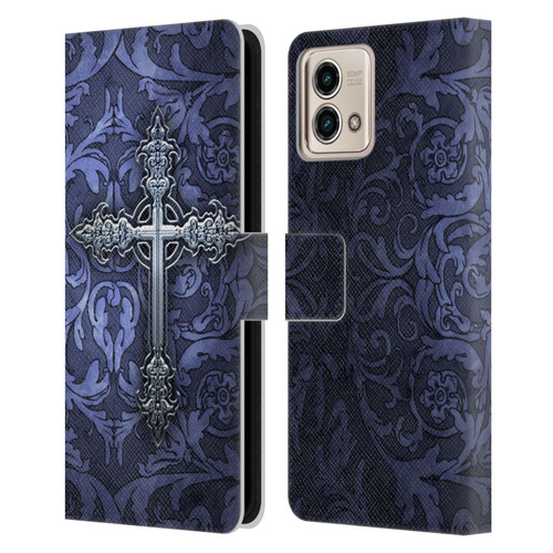 Brigid Ashwood Crosses Gothic Leather Book Wallet Case Cover For Motorola Moto G Stylus 5G 2023