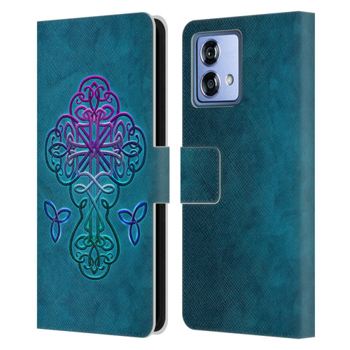 Brigid Ashwood Crosses Celtic Leather Book Wallet Case Cover For Motorola Moto G84 5G