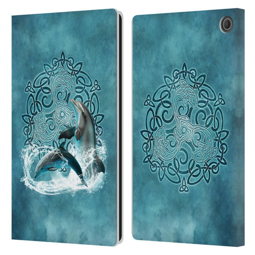 Brigid Ashwood Celtic Wisdom Dolphin Leather Book Wallet Case Cover For Amazon Fire Max 11 2023