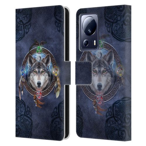 Brigid Ashwood Celtic Wisdom Wolf Guide Leather Book Wallet Case Cover For Xiaomi 13 Lite 5G