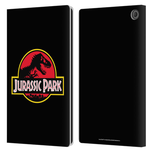 Jurassic Park Logo Plain Black Leather Book Wallet Case Cover For Amazon Fire Max 11 2023