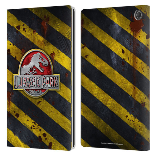 Jurassic Park Logo Distressed Look Crosswalk Leather Book Wallet Case Cover For Amazon Fire Max 11 2023