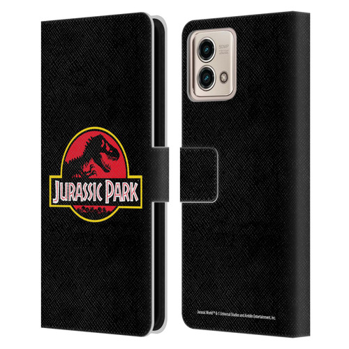 Jurassic Park Logo Plain Black Leather Book Wallet Case Cover For Motorola Moto G Stylus 5G 2023
