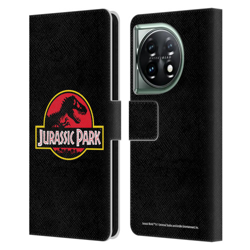 Jurassic Park Logo Plain Black Leather Book Wallet Case Cover For OnePlus 11 5G