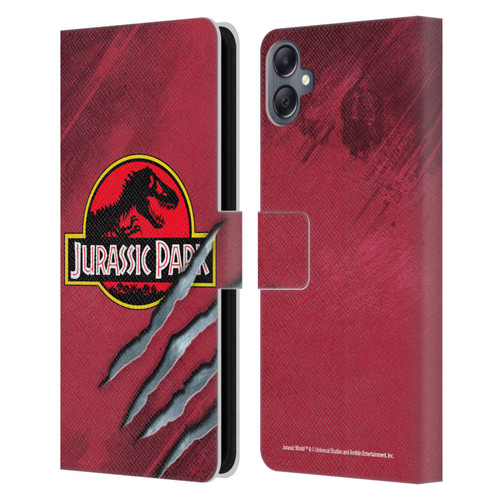 Jurassic Park Logo Red Claw Leather Book Wallet Case Cover For Samsung Galaxy A05