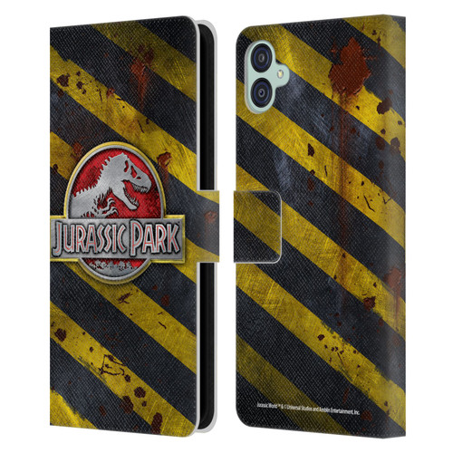 Jurassic Park Logo Distressed Look Crosswalk Leather Book Wallet Case Cover For Samsung Galaxy M04 5G / A04e