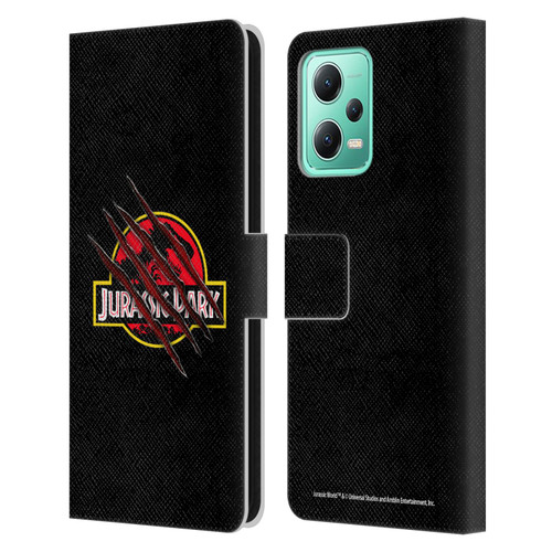 Jurassic Park Logo Plain Black Claw Leather Book Wallet Case Cover For Xiaomi Redmi Note 12 5G