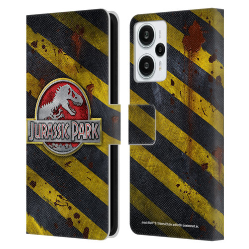 Jurassic Park Logo Distressed Look Crosswalk Leather Book Wallet Case Cover For Xiaomi Redmi Note 12T