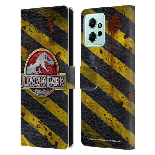 Jurassic Park Logo Distressed Look Crosswalk Leather Book Wallet Case Cover For Xiaomi Redmi 12