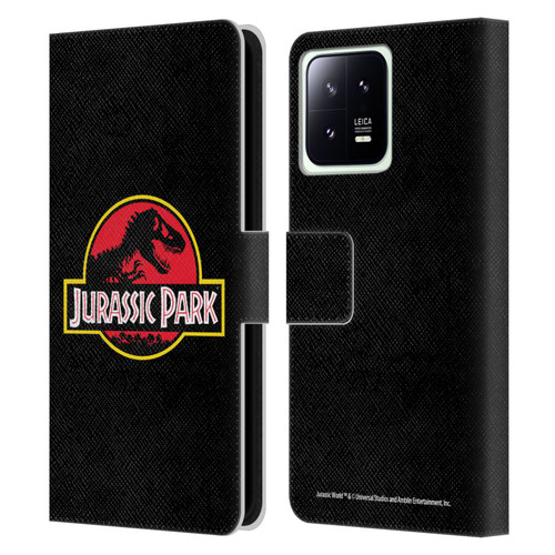 Jurassic Park Logo Plain Black Leather Book Wallet Case Cover For Xiaomi 13 5G