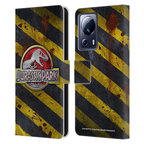 Jurassic Park Logo Distressed Look Crosswalk Leather Book Wallet Case Cover For Xiaomi 13 Lite 5G