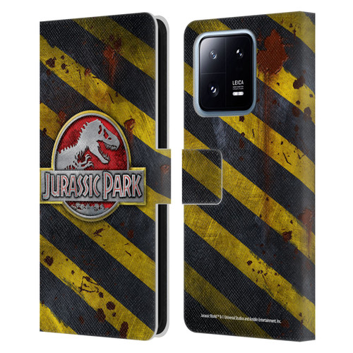 Jurassic Park Logo Distressed Look Crosswalk Leather Book Wallet Case Cover For Xiaomi 13 Pro 5G
