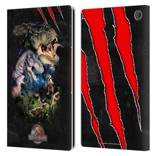 Jurassic Park III Key Art Dinosaurs Leather Book Wallet Case Cover For Amazon Fire Max 11 2023