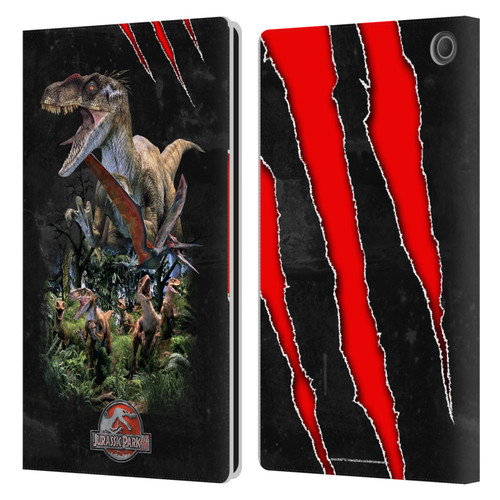 Jurassic Park III Key Art Dinosaurs 3 Leather Book Wallet Case Cover For Amazon Fire Max 11 2023